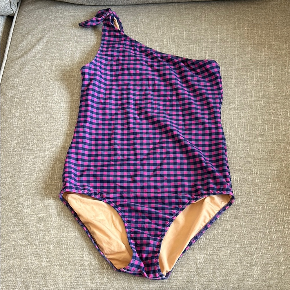 Jcrew crewcuts One-Shoulder Checkered Swimsuit